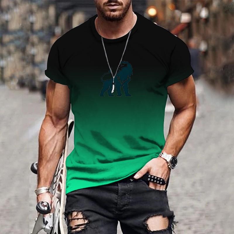 T-shirt da uomo nuova, trendy e alla moda, stampa 3D, stampa sfumata, top estivo streetwear, girocollo, taglie forti, pullover