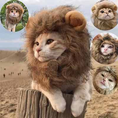Deko-Accessoires für Haustiere und Katzen, Löwenperücke, ausgefallene Haarkappe, Heimtierbedarf, süße Löwenkopfbedeckung, Katzenhut, Mähnenperücke für Hunde und Katzen, kleine Hunde