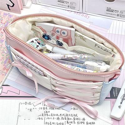 Estuche de Lápices Portátil Dulce Bolsa de Papelería Simple Creativa Bolígrafo Estilo Ballet Gran Capacidad Bolsa de Almacenamiento Multifuncional