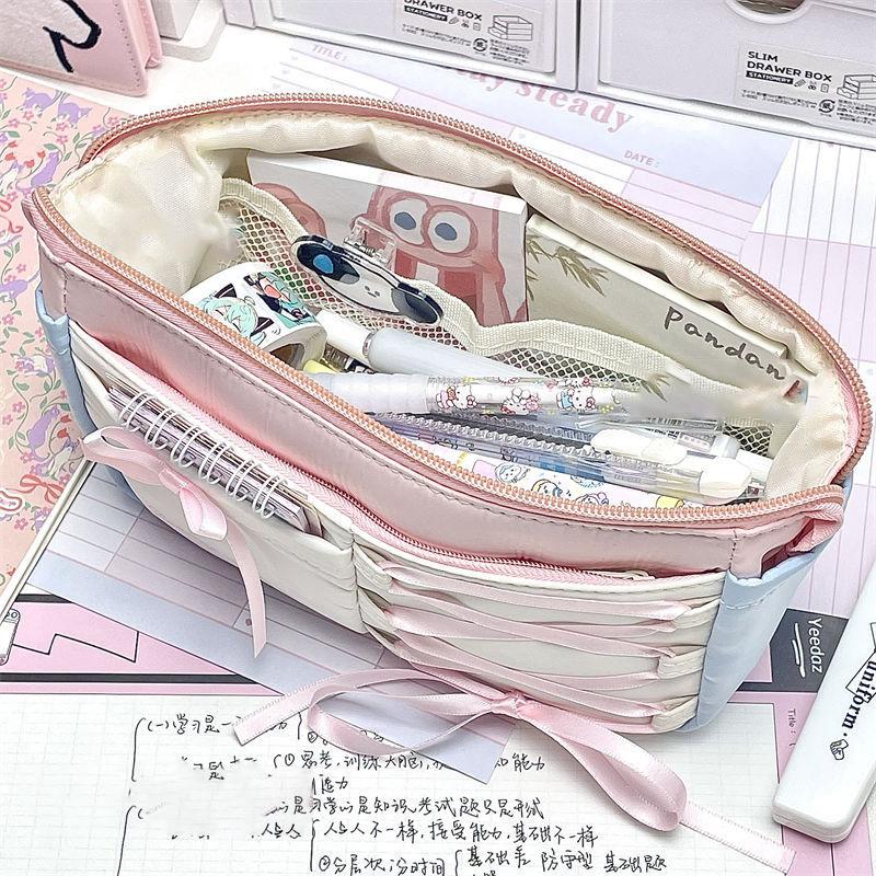 

Sweet Portable Pencil Case Creative Simple Stationery Bag Large Capacity Ballet Style Pen Bag Multifunctional Storage Bag 1pc