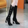 Fashion 2024 Large Size  Big Size High Quality Autumn and Winter   Women's Shoes   Pointed Toe Thick Heel Winter Boots for Women 34-40