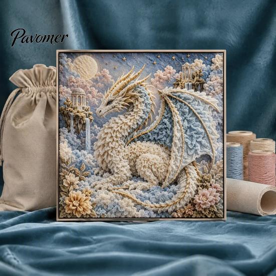 Set Creativo Drago Fantasy Kit Poke Art su Tessuto, Progetto Decorazione Stanza Tema Mitico 3D, Kit Creativo Senza Cuciture per Adulti, Decorazione Casa Fatta a Mano Stress
