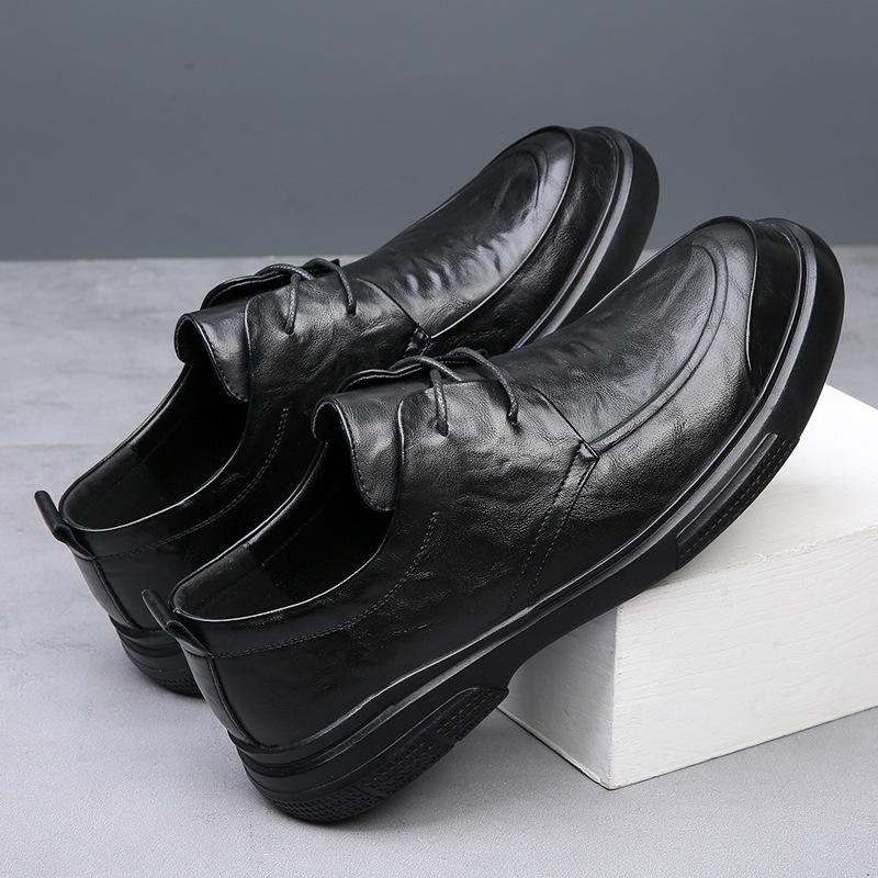 2025 spring new men's shoes leather thick-soled breathable soft-soled business casual shoes trendy versatile formal leather shoes men