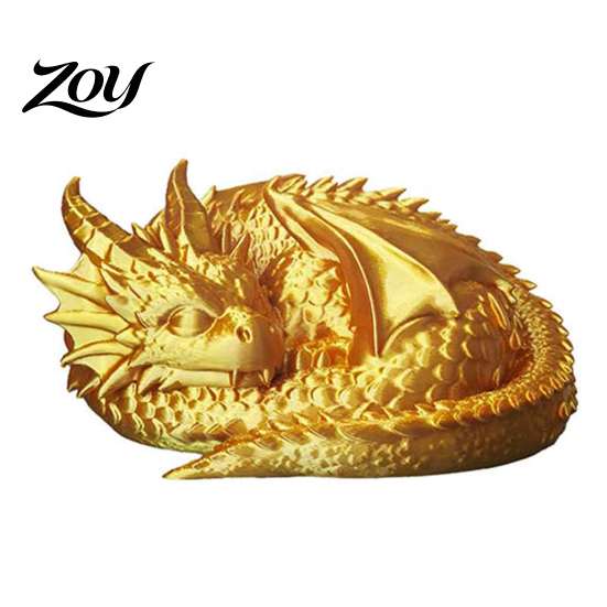 Cute Fantasy Desktop Ornament 3D Printed Golden Dragon Statue, Ornament, Collectible Stable Display Cabinet Piece Art Craft Toy, Unique Gift for Kids