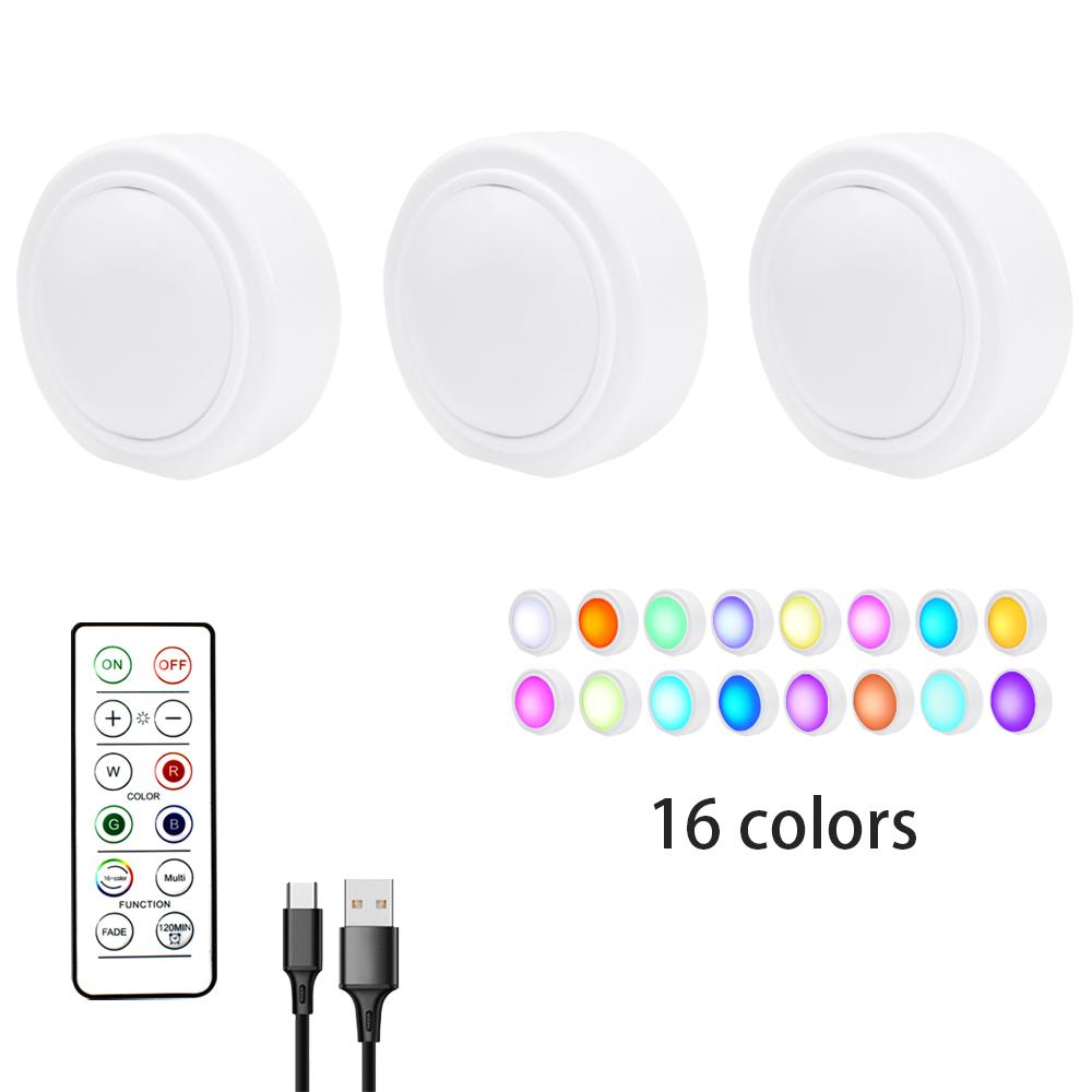 

RGB 16 colors LED Under Cabinet Light USB Rechargeable Dimmable Wine Cabinet Light with Remote control for Bedroom Living Room