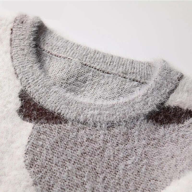 Sweater Male Round Collar Autumn and Winter Plus Velvet Thickened Youth Sweater Pullover