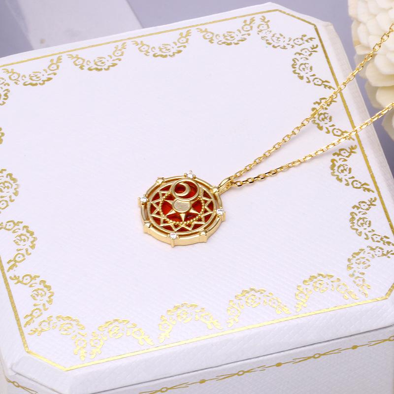 Pandantiv Anime Cardcaptor Sakura Colier din argint 925 pentru femei, petrecere, bijuterii, accesorii pentru fete, cadou de Crăciun de naștere