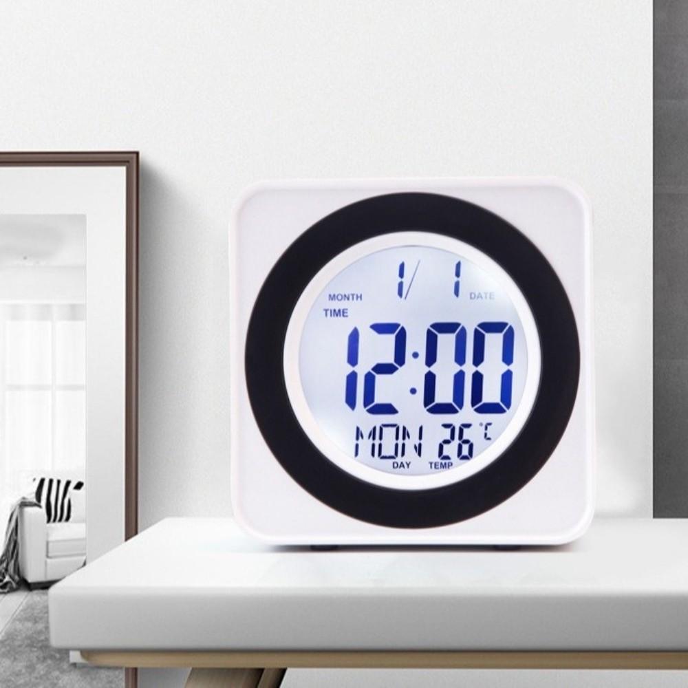 ABS Voice Control Clock Calendar Display Squared Alarm Clock Digital Electronic Clock Office Desk