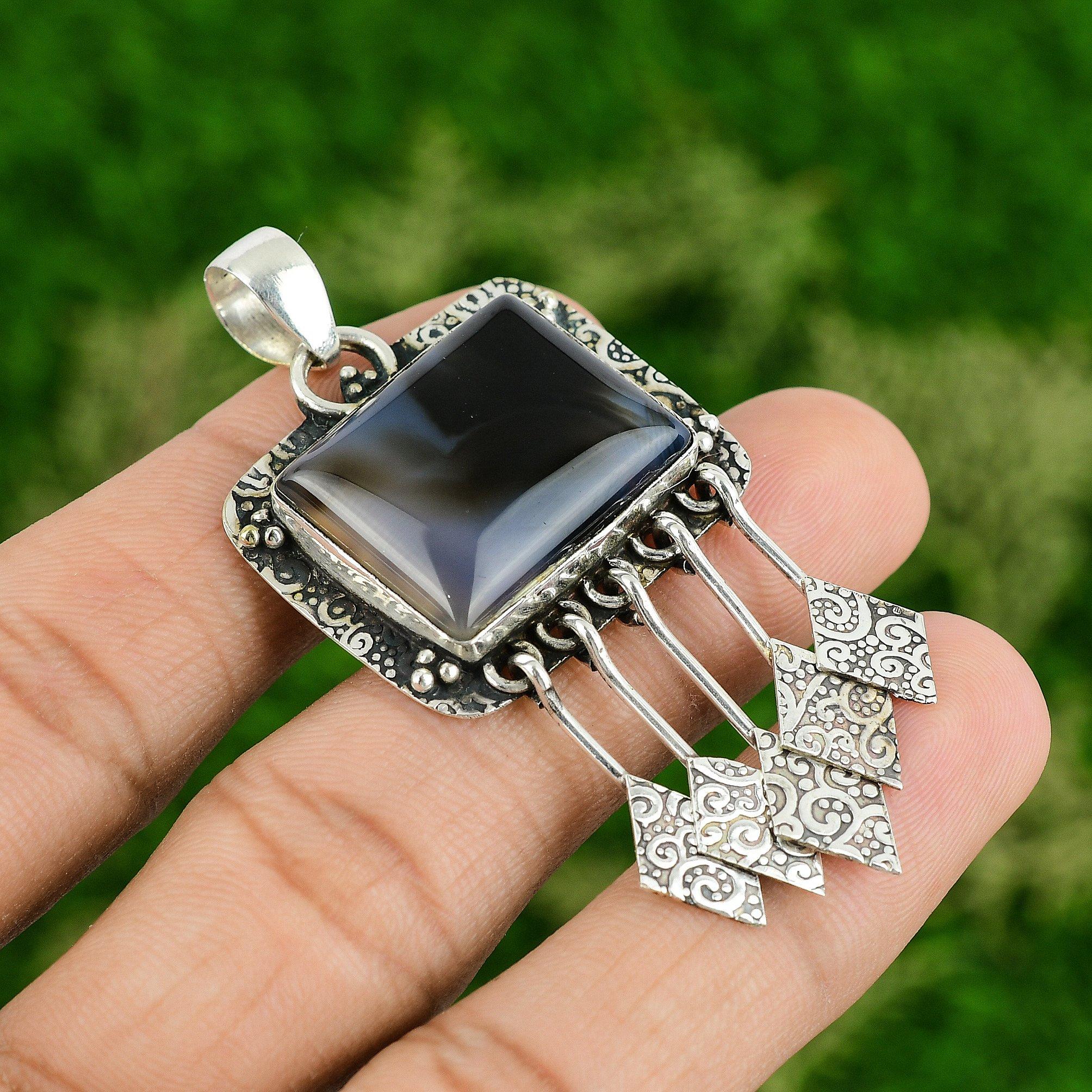 

Сделка ко Дню дочерей Подвеска-безель из серебра 925 пробы с камнем Монтана Агат