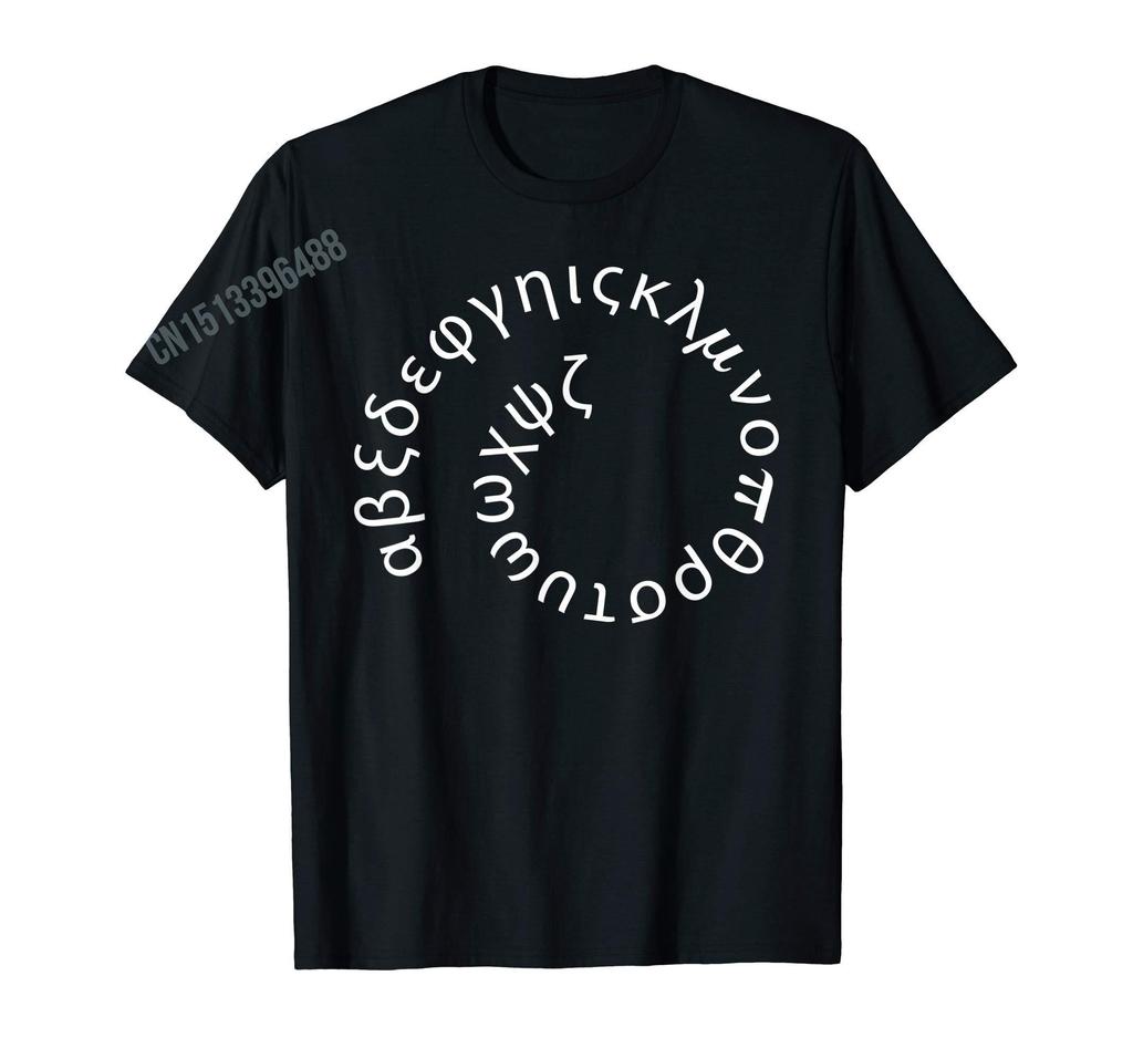 Herren Damen T-Shirt Mehr Designs Spiral Alphabet Griechischer Buchstabe Lustiges Griechisches Alphabet Symbol T-Shirt Karte Oberteile Tees