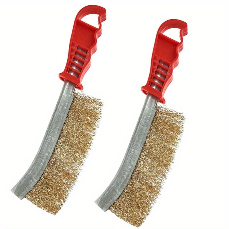 

Набор из 2 проволочных щеток, прочная латунная щетина с пластиковой ручкой, подходит для автомобилей, грилей, сварочных остатков и домашней уборки