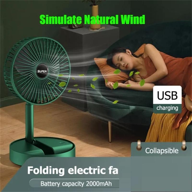 Handheld Mini Fan Usb Charging 3-speed Adjustable Telescopic Folding 2000mah Large Capacity Battery
