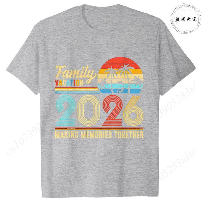 Family Vacation 2026 Retro T-shirts: Vintage Sunset Palm Graphic Tops Fashion Unisex & Unisex Making Memories Together Vacation Tees