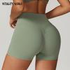 Vitality Girls Fashion Yoga Shorts Seamless High Waist Pleated Hip Lifting Fitness Exercise Shorts Tight