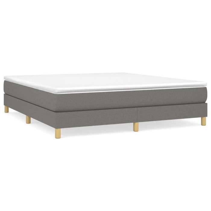 3144184 vidaXL Lit à sommier tapissier avec matelas Gris foncé 160x200cm Tissu