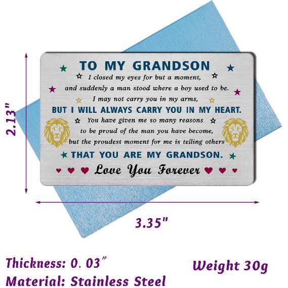EE&YU Grandson Card Gifts - Adult Grandson Birthday Valentiens Day Card, Best Grandson Card from Grandma, I Love Grandson Present, Proud Grandson
