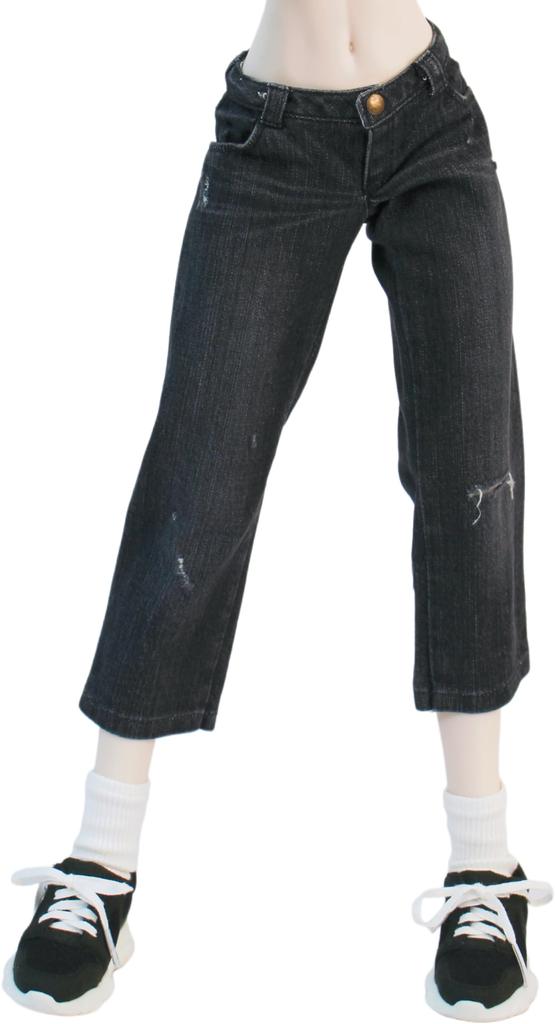 [Petite Marie] 13 DDS Compatible Okayama Processing Distressed 810th Length Wide Jeans Black KOJIMA Processing Jeans Distressed Processing Low Rise