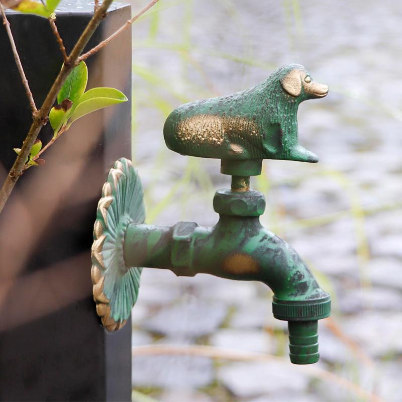 Bronze Outdoor Washing Machine Faucet Copper Animal Handle Garden Cold Tap Outdoor Courtyard Floor Landscape Water Faucet