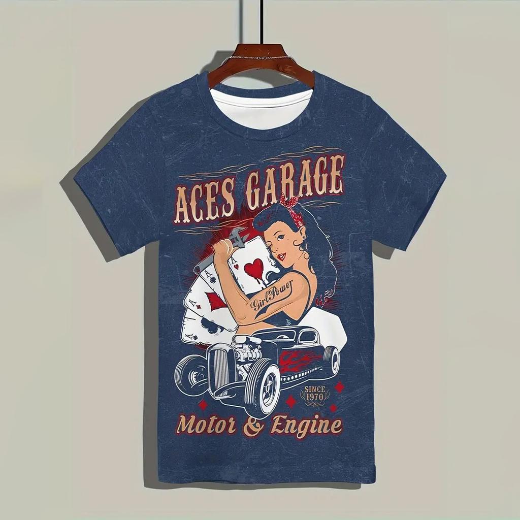 Vintage Men's T Shirt Pattern Print Casual Short Sleeve Tee O Neck Pullover Fashion Male T-Shirts Oversized Clothing Sportwear