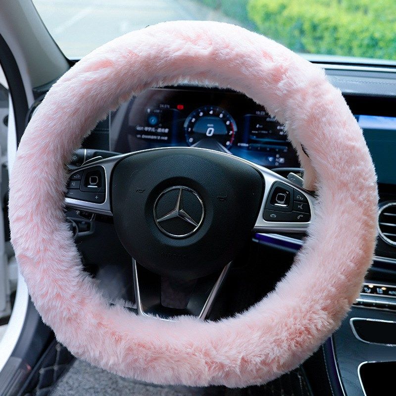 Winter Car Steering Wheel Cover Short Plush Car Handle Cover New Universal Winter Handle Cover for Women Volkswagen Warm and Cute