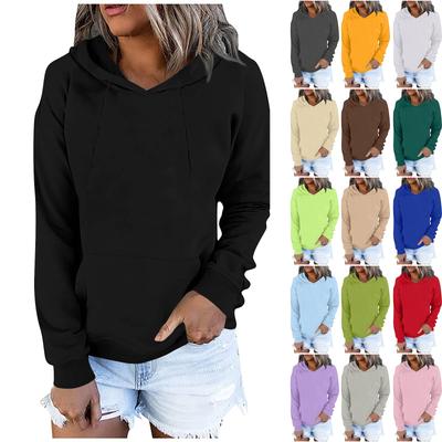Women's Casual Fashion Solid Color Long Sleeve Pullover Hoodies Sweatshirts