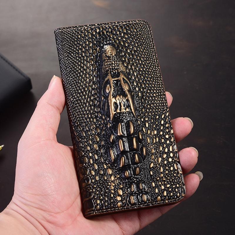 3D Dragon Head Genuine Leather Magnetic Flip Phone Case For Realme GT7 GT7T GT 7 7T Pro Neo7 Neo7X SE Turbo Wallet Cover