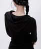LIKE THE MOST Fingerhole Hooded Henley Neck Slim T-Shirt_Black