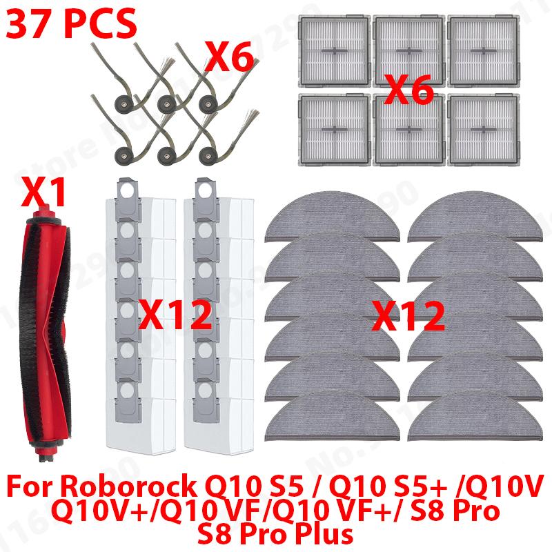 Passend für Roborock Q10 S5 / Q10 S5+ / Q10V / Q10V+ / Q10 VF / Q10 VF+ / S8 Pro / S8 Pro Plus: Haupt-, Seitenbürste, Filter, Wischmopp, Staubbeutel