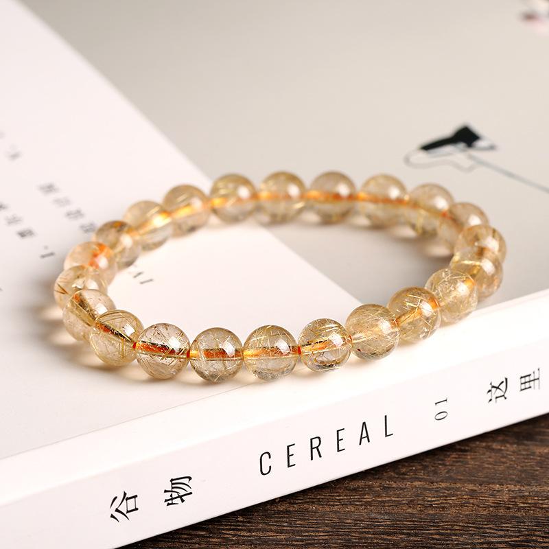 9mm Blond Armbånd Naturlig Blond Titanarmbånd Hårkrystallarmbånd