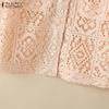 ZANZEA Womens Summer Hollow Out Crochet Short Sleeve Cardigan Blouse