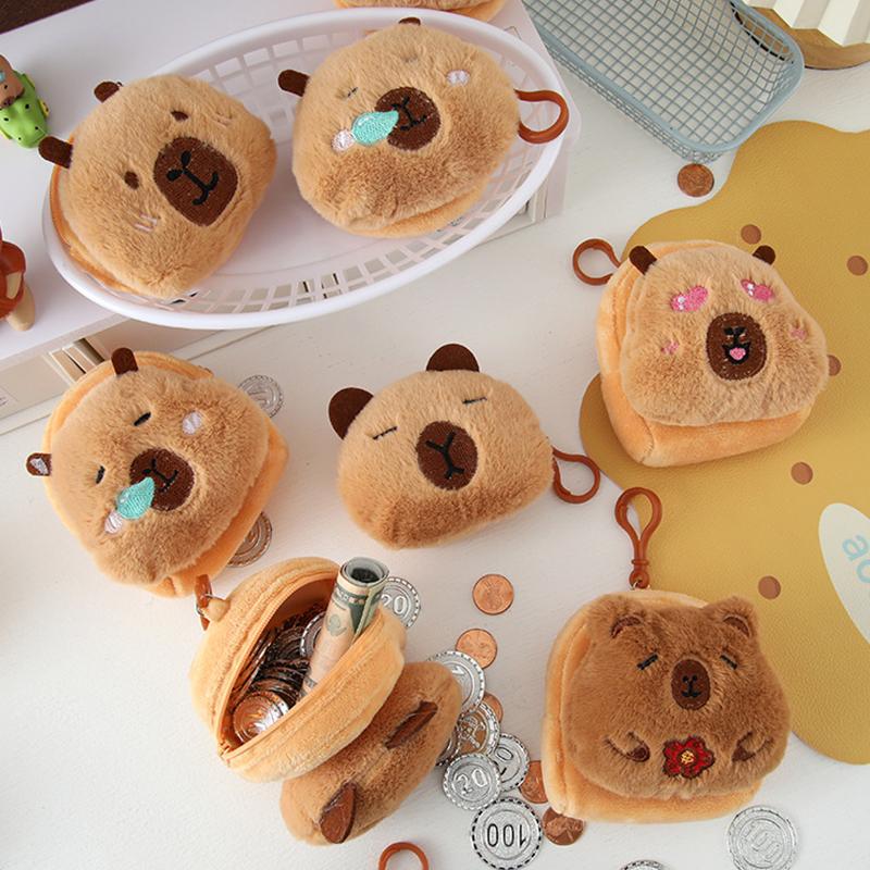 New Creative Capybara Anime Plush Coin Purse Fashion Kawaii Mini Coin Purse Round Cartoon Bags Pendant