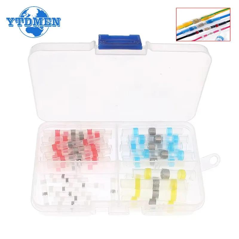 50/100pcs Heat Shrink Butt Waterproof Solder Seal Wire Cable Splice Terminal Kit Crimp Terminals Connector Electrical, with Box