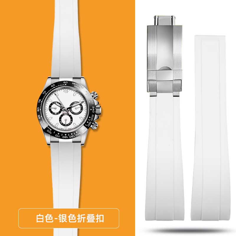 20mm 21mm 22mm For Rolex Daytona Gmt Oyster Tudor Black Bay Omega Watchband Rubber Fold Buckle Watch Strap Silicone Men Bracelet