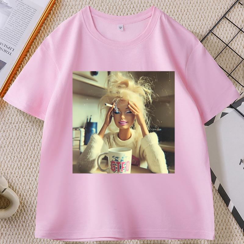 Funny Distressed Doll Face Meme TShirt Funny Cotton Short Sleeve Round Neck Tshirt Unisex Loose Tees Unisex Cotton High Quality