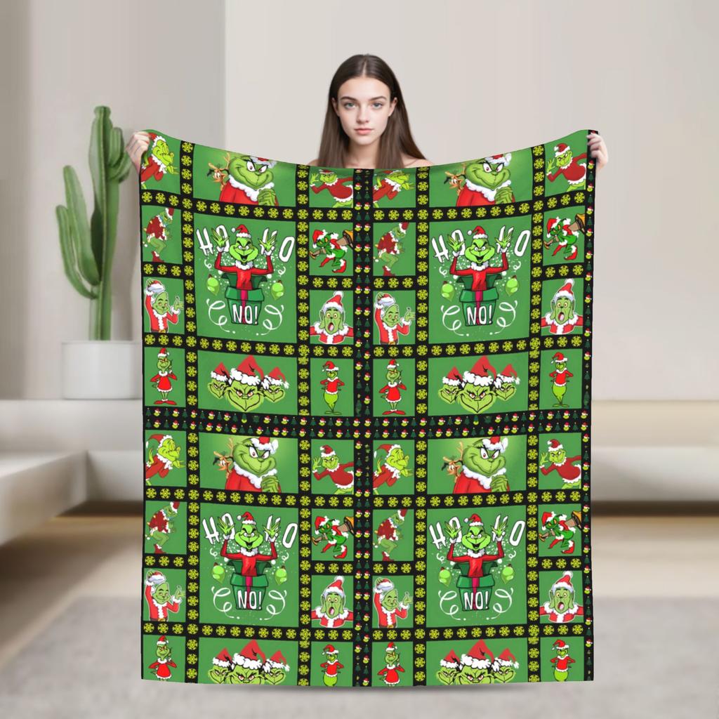 G-Grinchs Weihnachtsplaid Reisebüro Flanell Bettwäsche Überwürfe Für Schlafzimmer Super Weich Individuelle Qualität Tagesdecke Geschenkidee