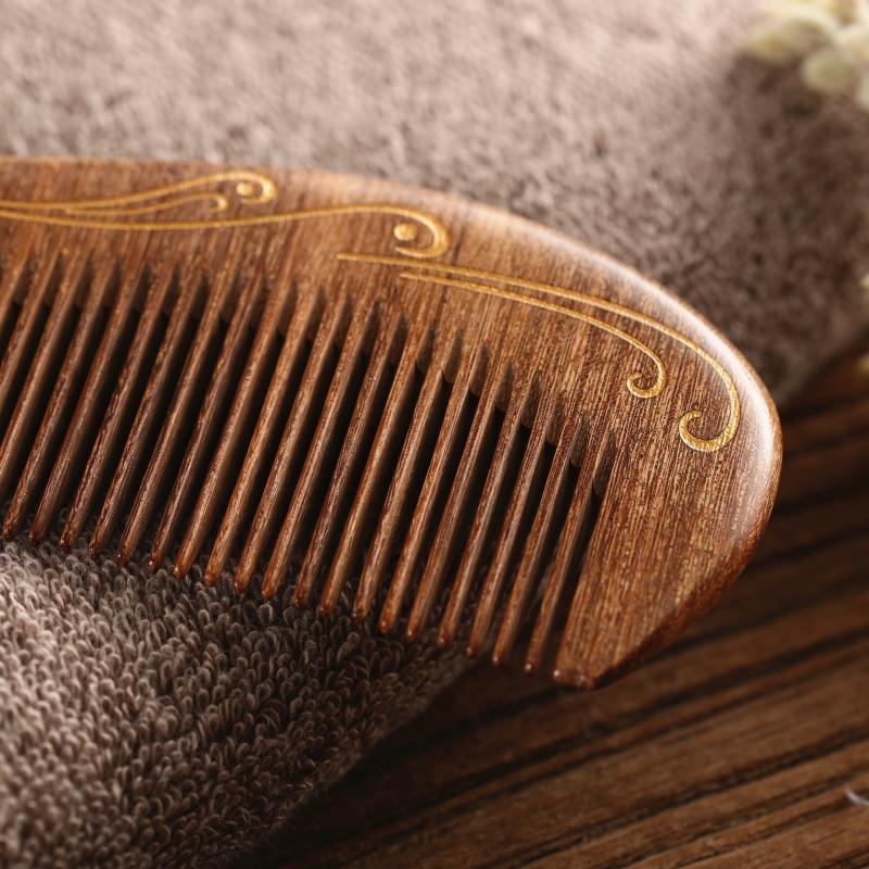 Natural Small Comb Natural Wood Structure Fine Tooth Hair Comb Anti-Static Head Acupuncture Point Massage Gift
