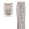 European And American Sequin Vest And Sequined Long Skirt Elegant Sexy Versatile Women's Outfit Set For Party