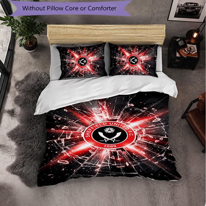 Sheffield United Football 3 Piece Bedding Set Soft Duvet Cover Set with Pillowcases Printed Bedroom Decor Set for Home