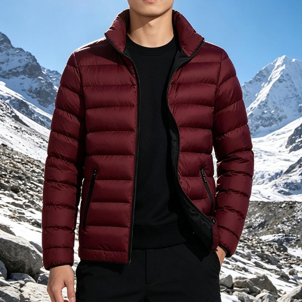 Men's Winter Lightweight Short Padded Jacket Warm Cotton Coat Outerwear for Cold