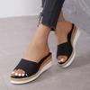 Summer new plaid women's sandals wedge heel 35-42 large size open-toed women's slippers, women's shoes
