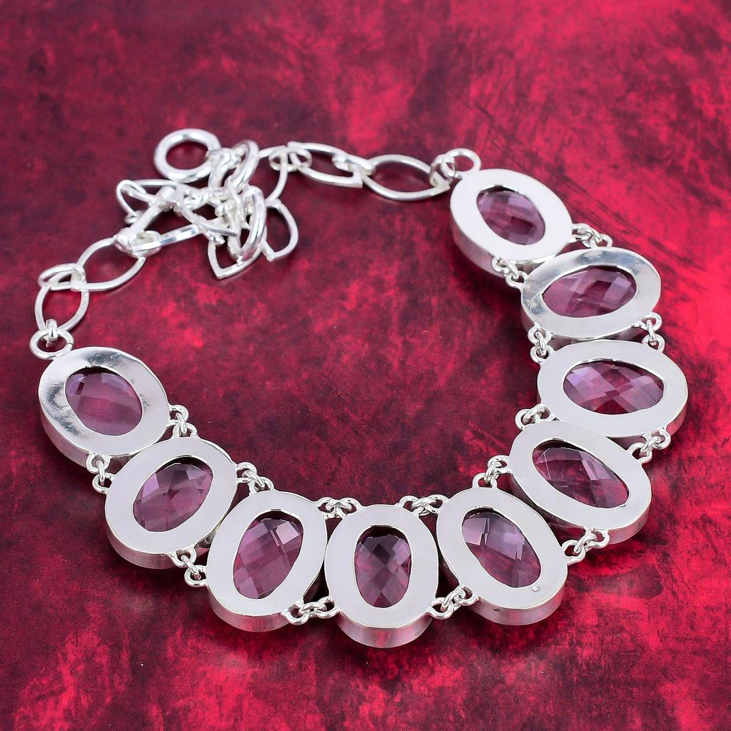 Faceted Pink Kunzite Handmade Gemstone Jewelry, 925 Solid Sterling Silver Necklace Unique Design Jewelry, For Women