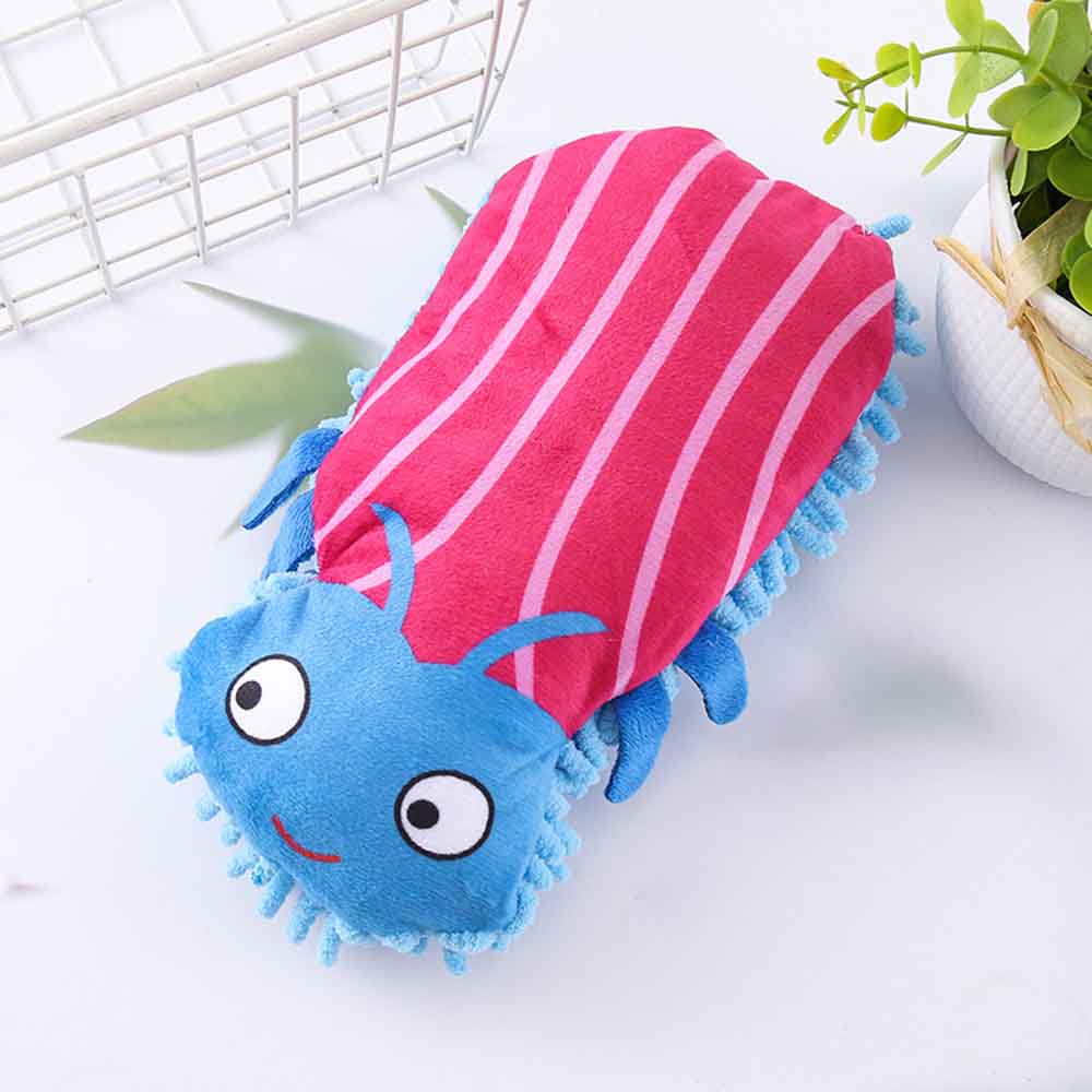 Pet Dog Toy: Cartoon Beetle Squeaky Plush with Crinkle Paper, Teething Cleaning & Chewing Toy for Boredom Relief