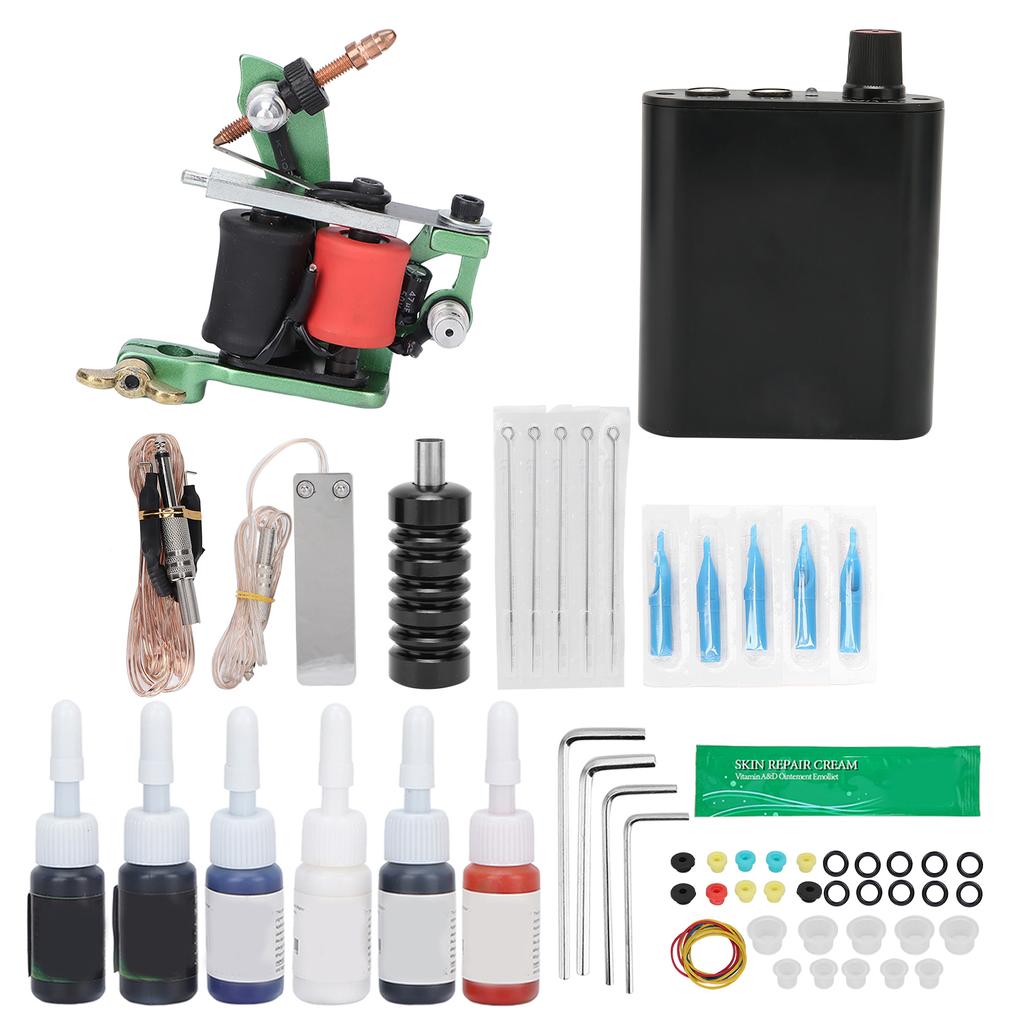Coil Tattoo Machine Kit Clip Cord Foot Pedal Power Supply Repair Cream Tattoo Practice Tool Set
