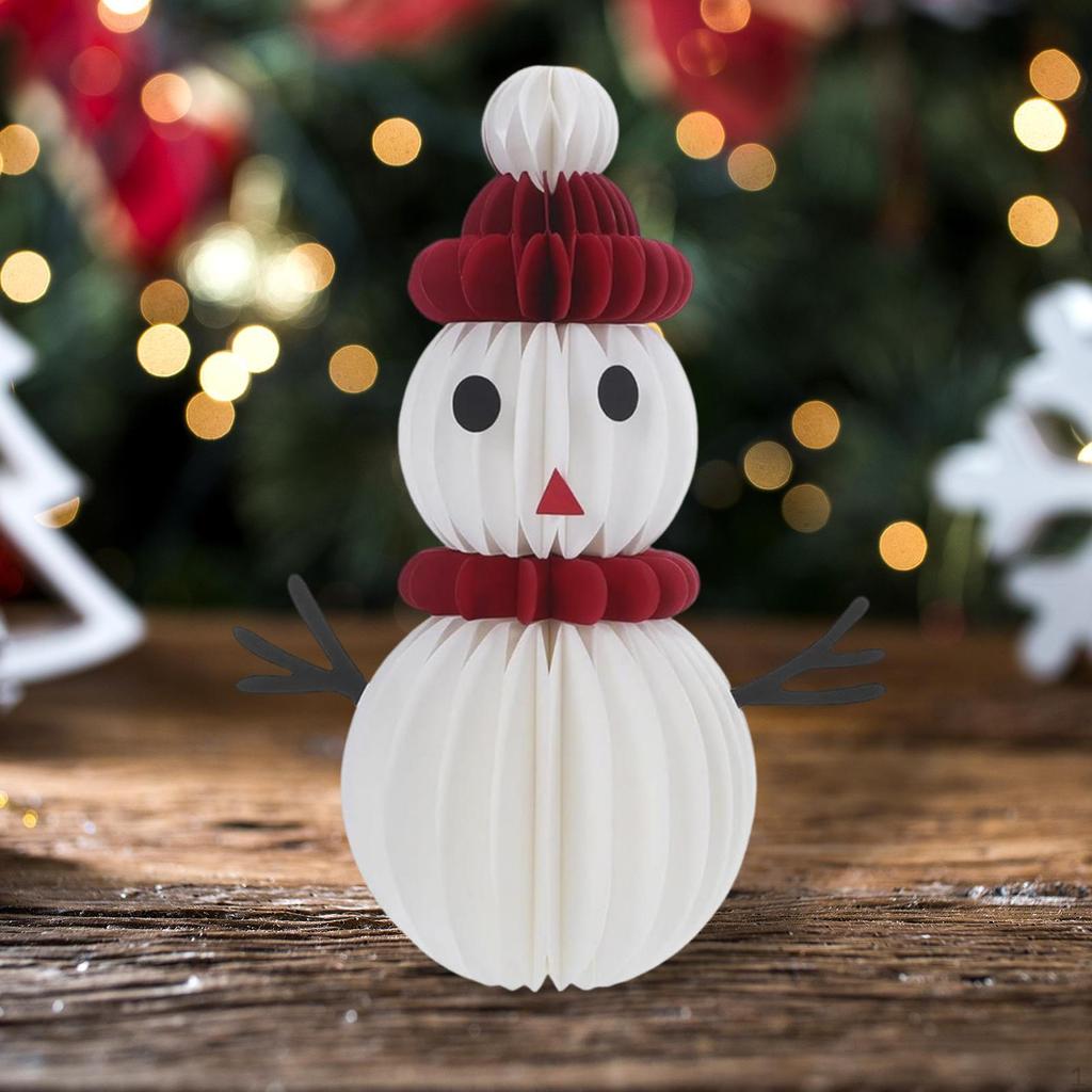 3D Christmas Ornament Made of Paper with Honeycomb Structure, Snowman, Home Decoration, Table