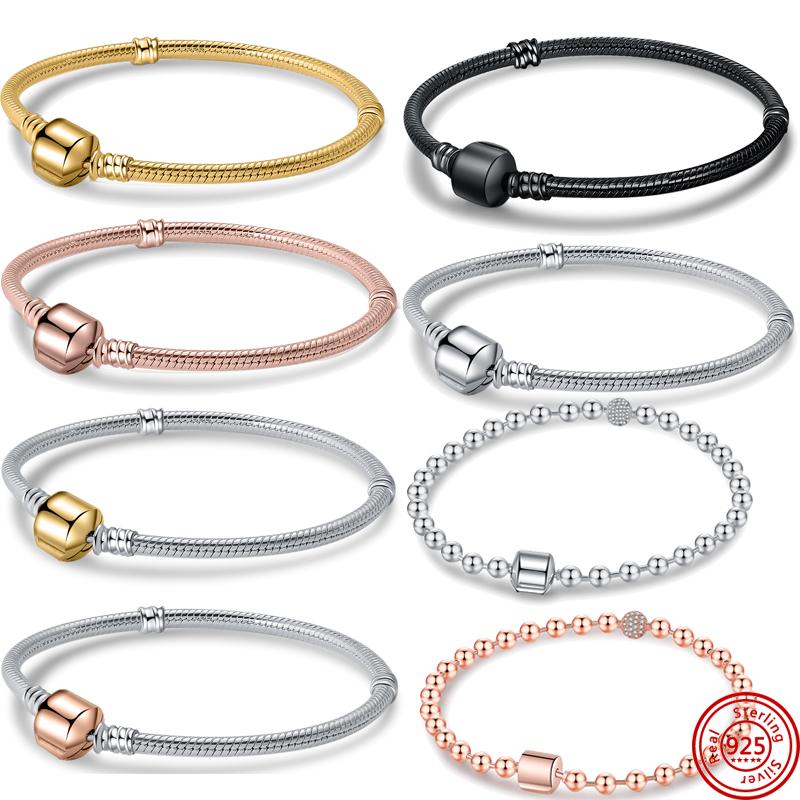 

Новые браслеты из стерлингового серебра 925 пробы с цепочками в виде ромашки, браслеты из змеиной кости для женщин, ювелирные изделия, оригинальные подвески, изготовление бусин