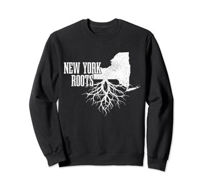 New York Roots NY NYC Vintage USA Patriotic Pride State Map Sweatshirt