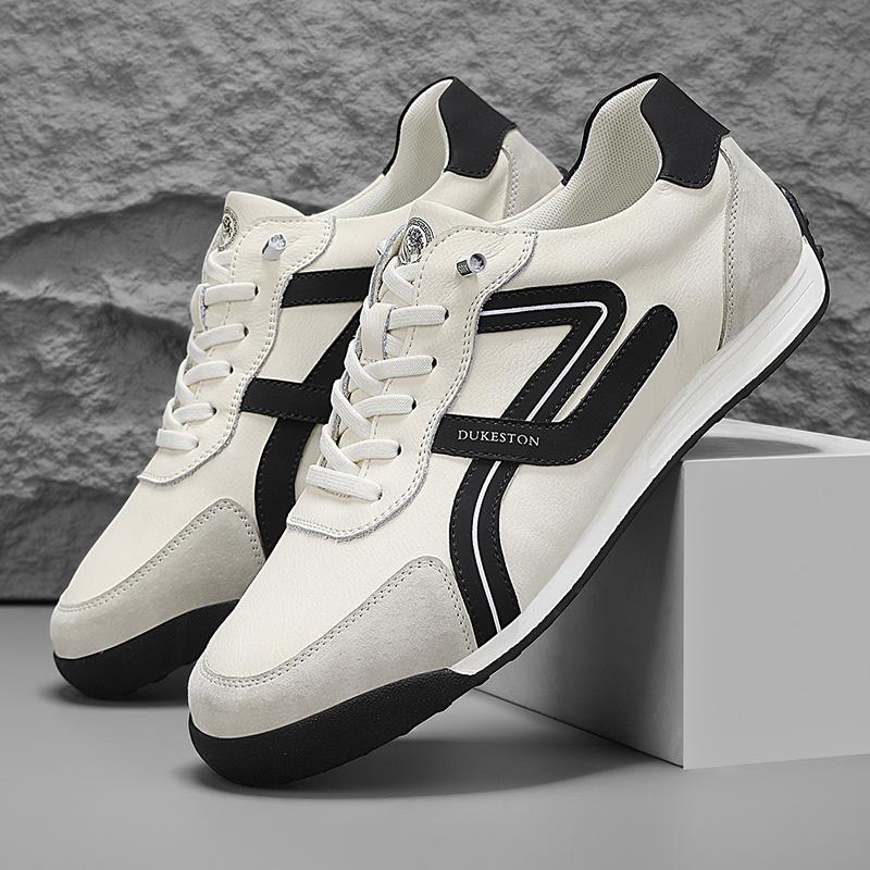 Fashion Fashion Leather Sneakers Men Casual Walking Trainers Breathable Comfortable Sports Shoes Lace-up Male Treking Footwear Trainers