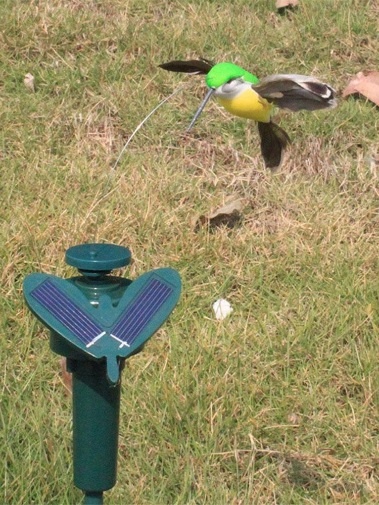 Solar Rotating Bird Toy Flying Hummingbird Power Vibration Birds Stake Flying Fluttering Toy For Garden Decoration