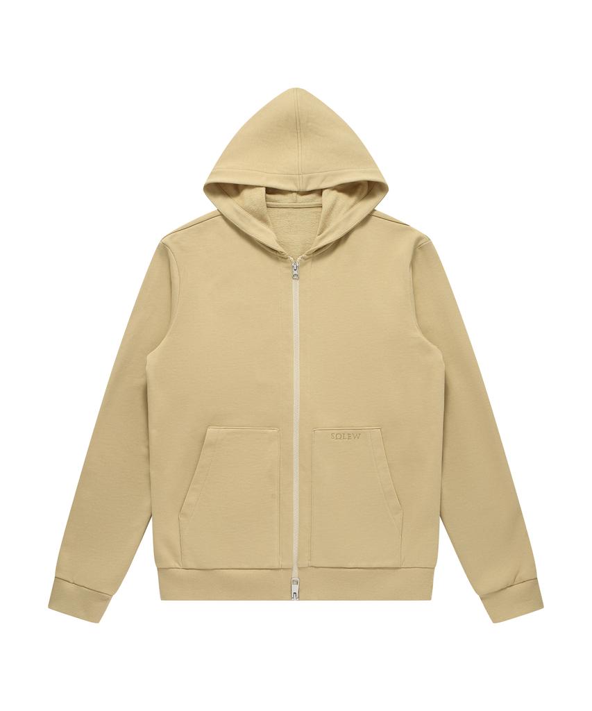 Solew Two-Way Logo Zip-Up Hoodie_Beige