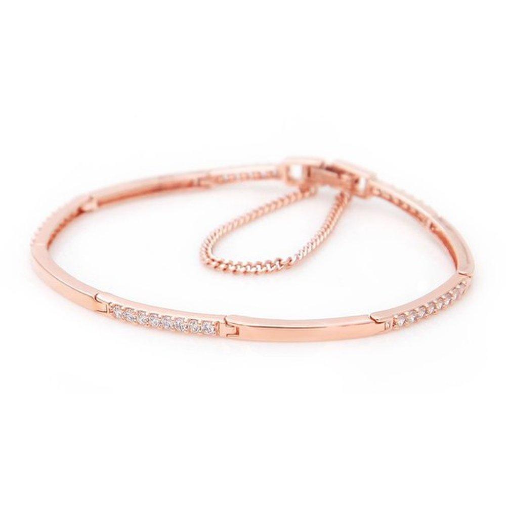 

14Kgp Rose Gold Cubic Fashion Curve Bangle Chain Bracelet 14Kgp Bracelet Daily Bracelet Bangle Bracelet Slim Line Bracelet